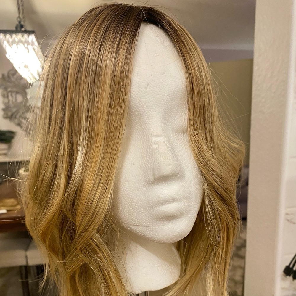 HAIR TOPPER New WOT Jon Renau HF HAND-KNOTTED synthetic in Rooted Dark Blonde